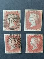 4mal One Penny Red 1841, diverse Platten