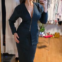 Vintage Unikat Kostüm M Petrolgrün
