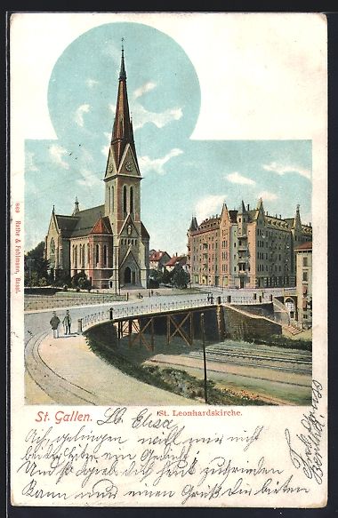 Cartoline postali: St. Gallen, St. Leonhardskirche und Br – Usato da Berlin venduto da bartko-reher