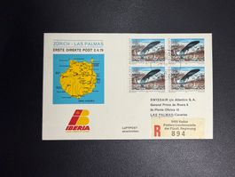 Iberia Erstflugbrief Zürich-Las Palmas ab Liechtenstein 1979