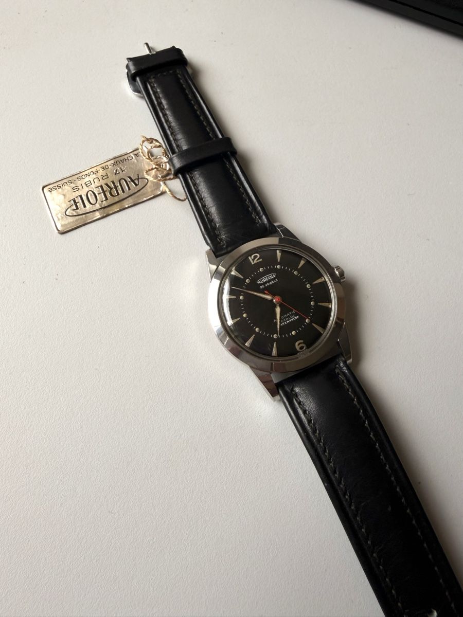 Orologi: Aureole 17 Rubins Stahl mit Lederband – Usato da Lenzburg venduto da Raoul.und.Co 1