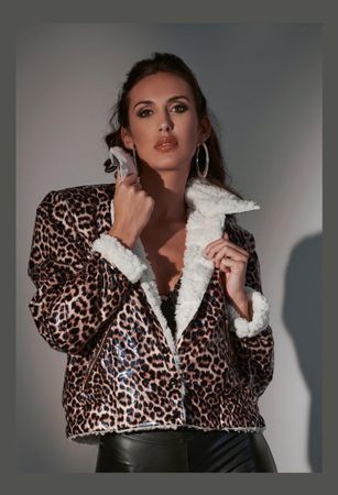 Patrice Catanzaro Damenjacke Leopard, plüschgefüttert,