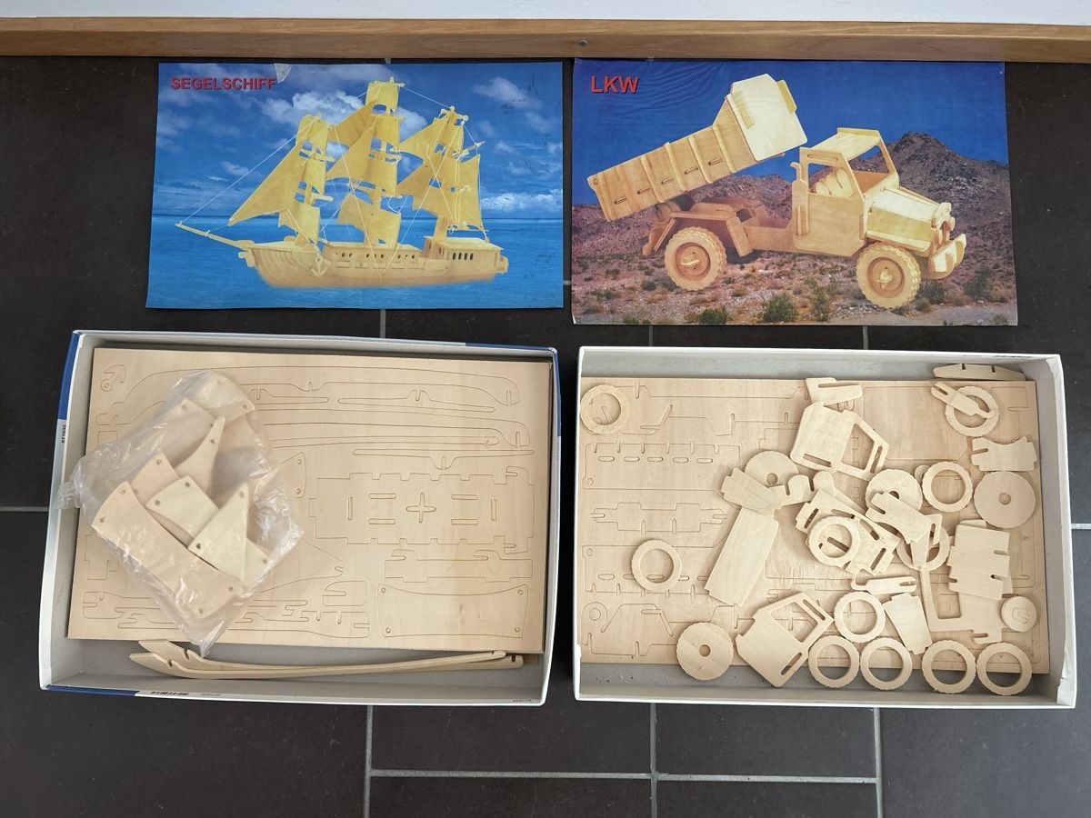 Puzzle: 2 Holzpuzzles - Segelschiff und LKW – Nuovo (secondo la descrizione) da Winterthur venduto da Guizza93