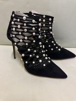 Casadei High Heels, Schwarz, mit Perlen, Grösse 38 neu