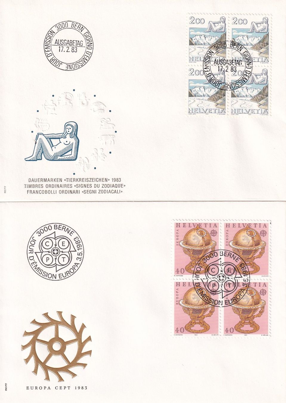 Alle Briefmarken: Lot 5 Briefe FDC 4er Block  1983 – Gebraucht aus Rossa von becky05 1