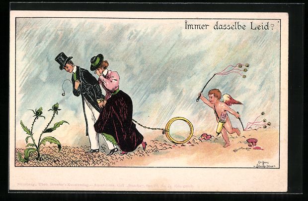 Cartoline postali: Hans Starcke: Immer dasselbe Leid?, ungl – Usato da Berlin venduto da bartko-reher