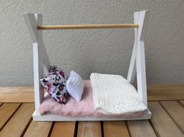Holzbett für Puppenhaus, passt auch zu Maileg