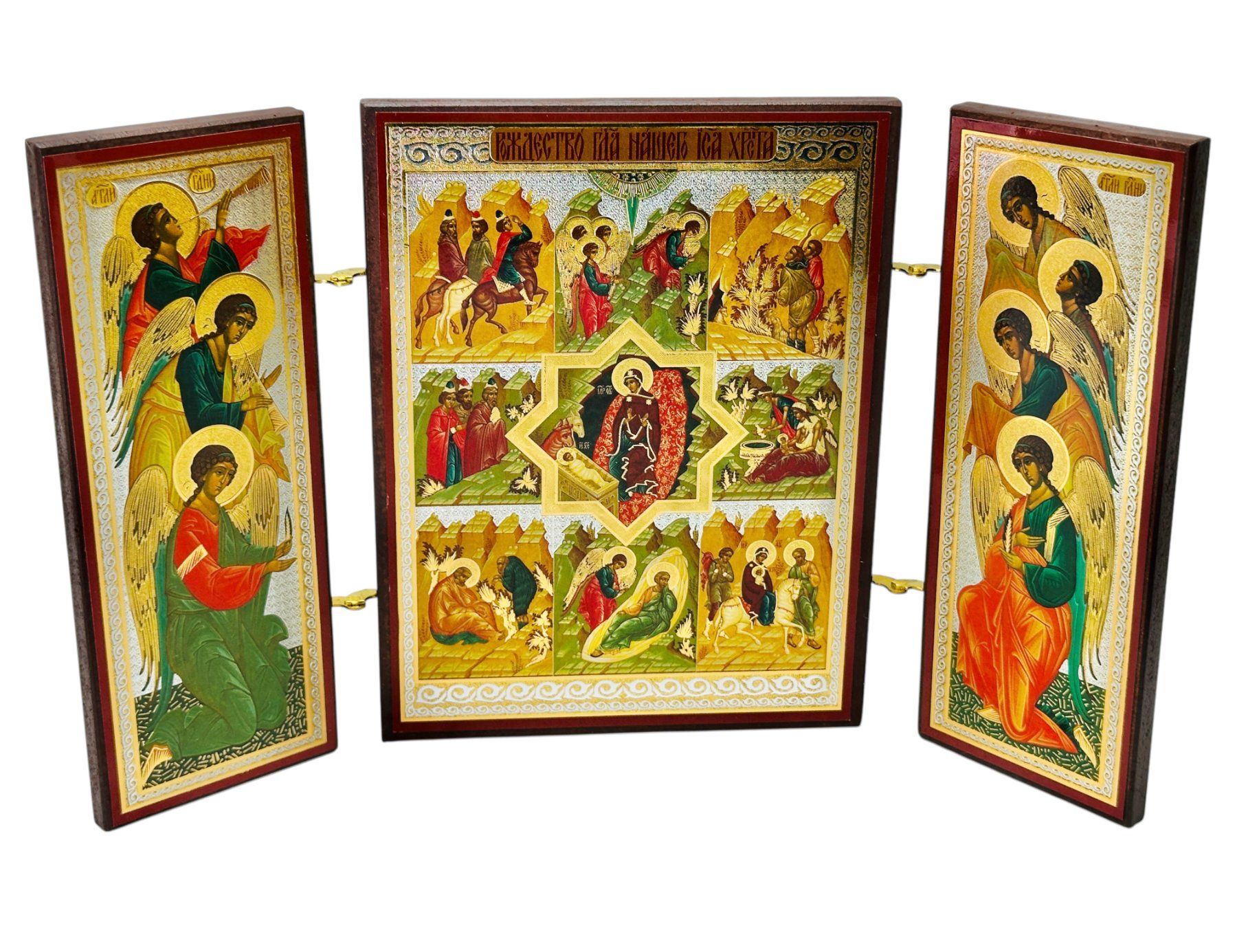 Dipinti: Triptyque orthodoxe bois représentant la Sainte Annonciation – Usato da Morges venduto da sauveurdetresors 4