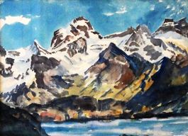 **Hans Stocker – Signiertes Aquarell Berglandschaft mit See,