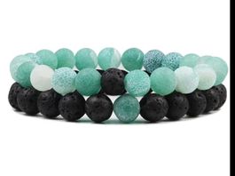 Armbänder aus Lavastein 2 Stk. Männer Armband