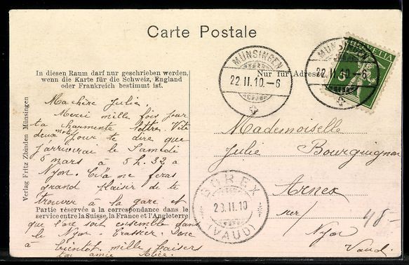 Cartoline postali: AK Münsingen, Parthie mit Kirche – Usato da Berlin venduto da bartko-reher 1
