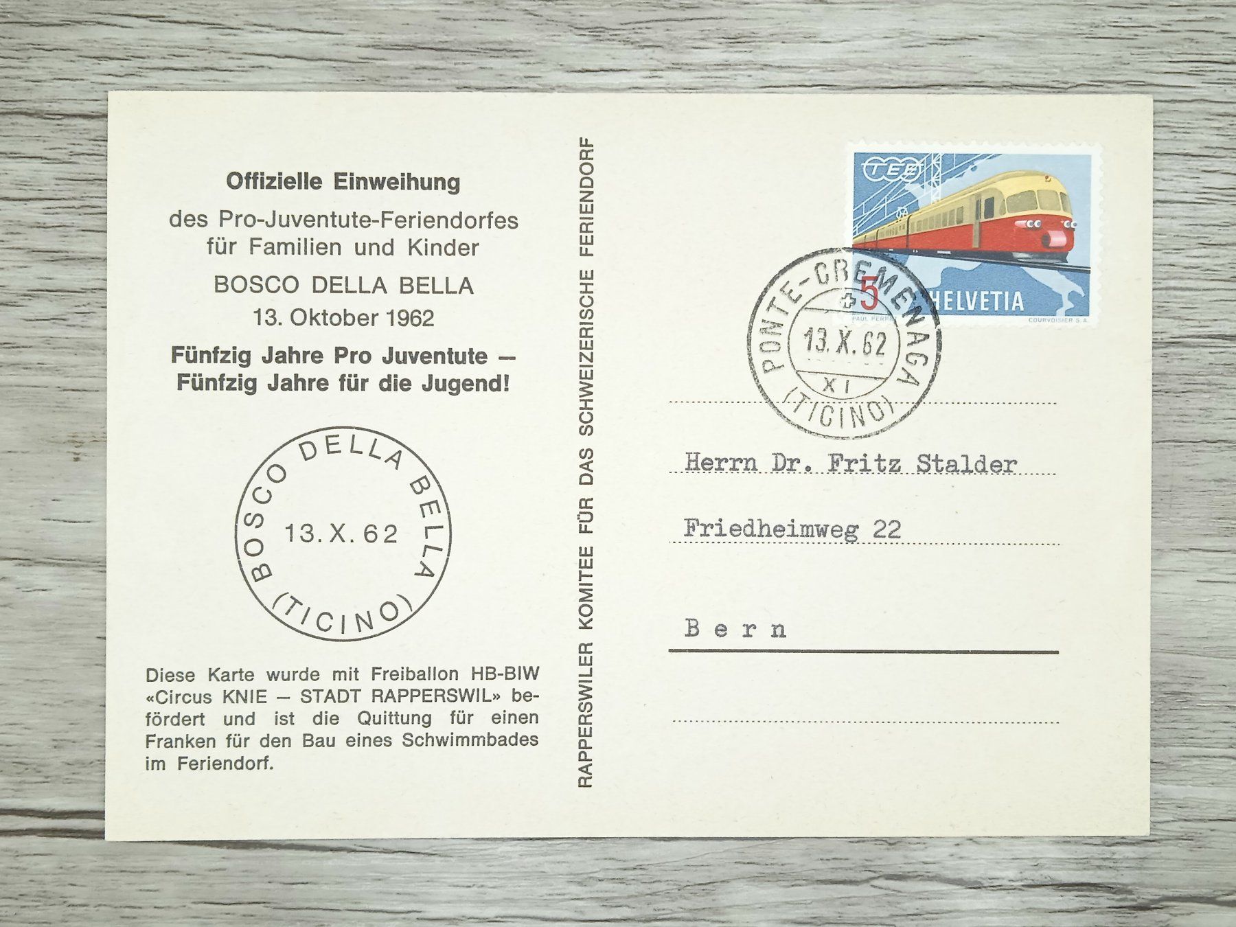 Tous les timbres: TR78 Carte Postale + Timbre Suisse 1962 – D'occasion à Cousset par Patrick_Collections 1