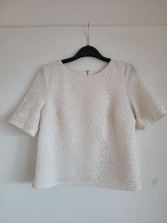 T-shirt blanc cassé à paillettes