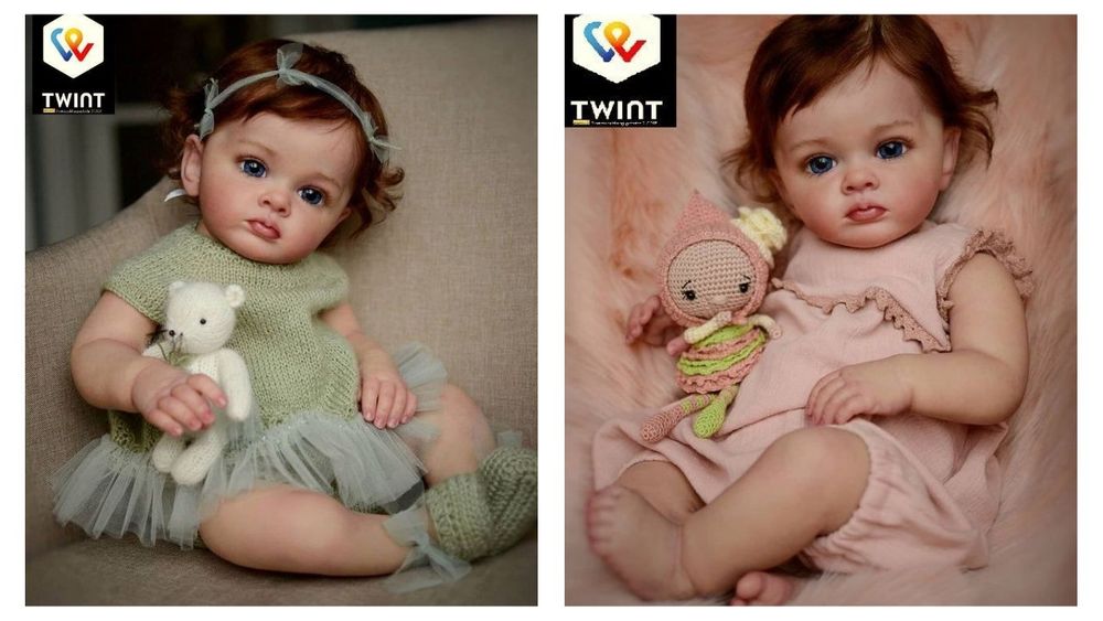  📌 NEU Babypuppe aus Silikon 60cm Reborn grün/rosa (Neu und Motiv 