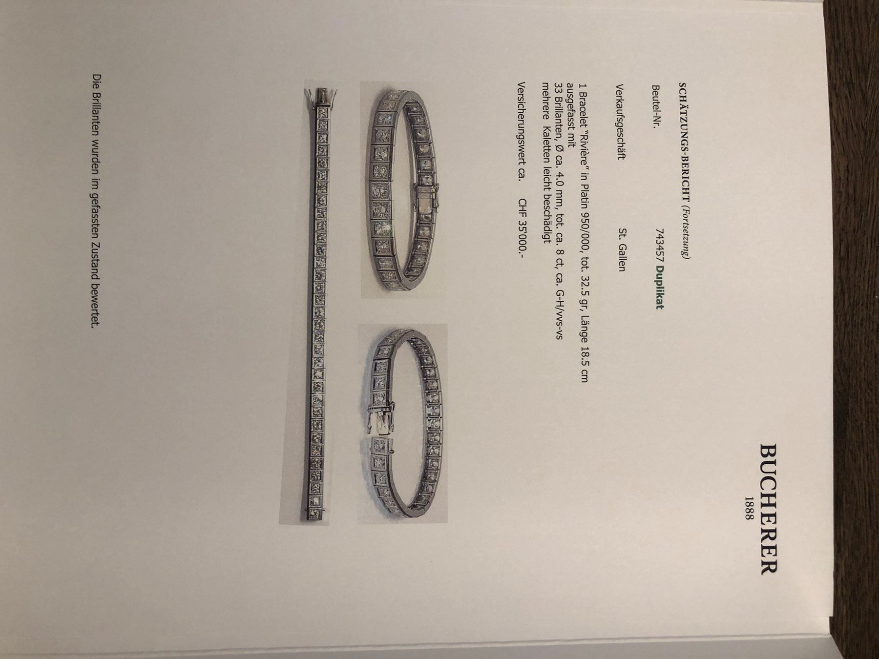 Bracciali & Braccialetti: %Brillianten Bracelet in Platin – Usato da Necker venduto da liq24 4
