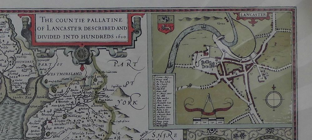 Cartes géographiques & atlas: Landkarte von Lancaster von 1610 in Bilderrahmen – D'occasion à Sempach Station par Semion 3