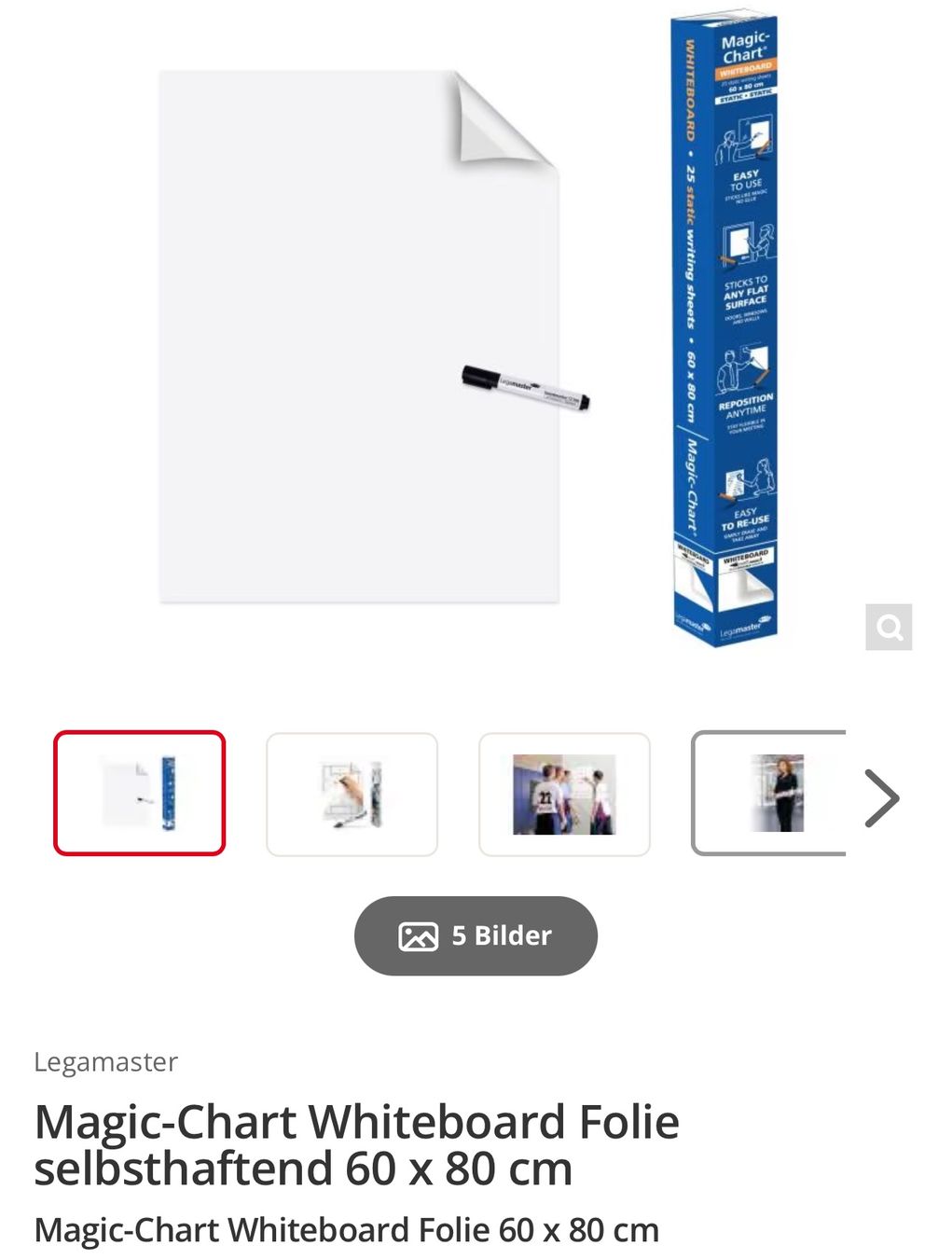 Fogli trasparenti: Magic-Chart Whiteboard Folie selbsthaftend 60 x 80 cm – Nuovo e nell'imballaggio originale da Necker venduto da liq24