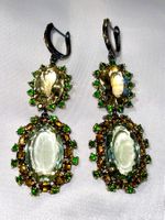 Green Amethyst Statement Earrings S925 14k Fine Gold Vermeil