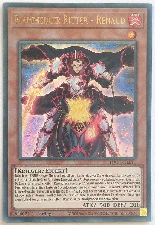 Yu-Gi-Oh! Karte 'Flammedler Ritter - Kaiser Charles' – Ultra Rare, 1. Auflage, Deutsch (aus Rise Of The Duelist), Inkl. Fieldcenter-Karte