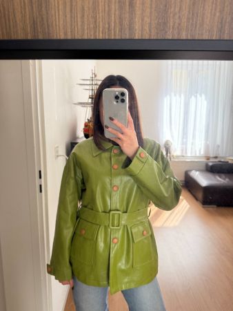 Green leather jacket