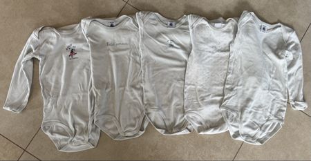 Lot de 5 bodys longues manches Petit Bateau 36 mois/95cm 