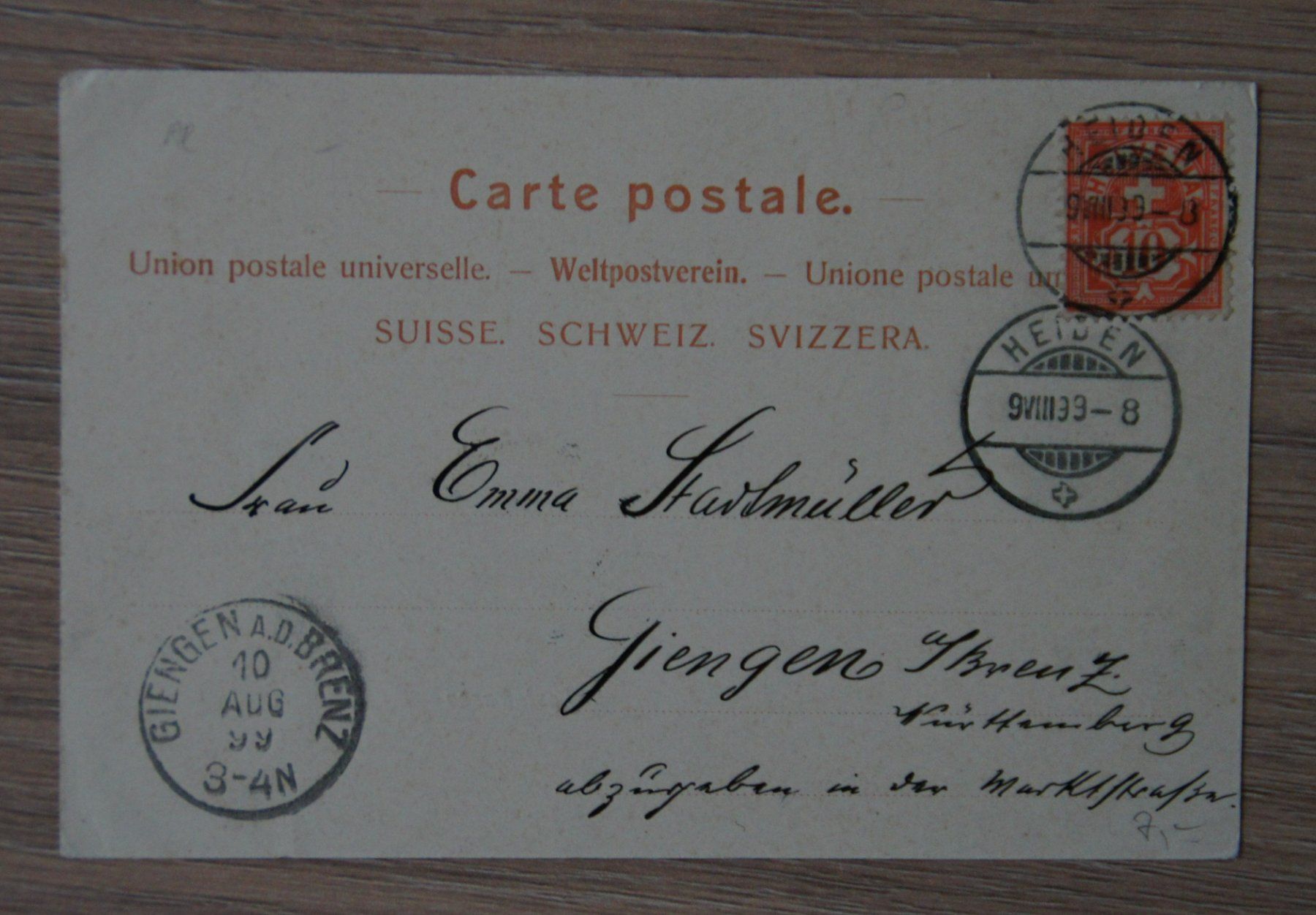 Ansichtskarten: Heiden, Poststrasse, 1899 – Gebraucht aus St. Margrethen SG von maege07 1