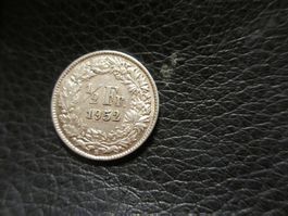 Silber Münze 1/2 Franken Jahrgang 1952