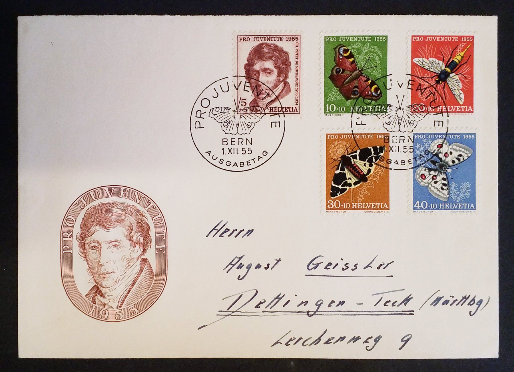 Tutti i francobolli: B310) 1955 Pro Juventute  FDC Kt. 60. - – Nuovo (secondo la descrizione) da Baden venduto da Eggi