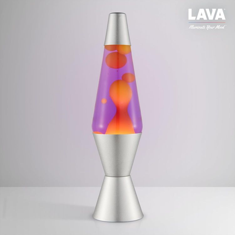Lava Lampe Original Techno Chrome - Klassische Bewegungslampe Mit Rosa & Blauer Flüssigkeit, 36,8 Cm Hoch