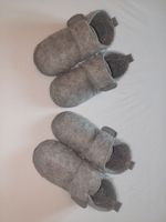 Hausschuhe Filz grau mit Klettverschluss 20 cm Sohle