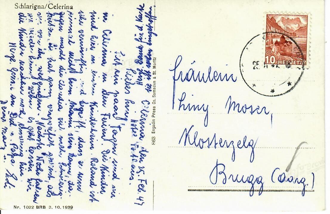 Cartes postales: Schlarigna / Celerina 1947 – D'occasion à Hochdorf par Ziegel-16 1