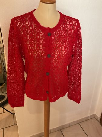 LINARA Damen Sommer Strickjacke gr M Cotton  Linen rot