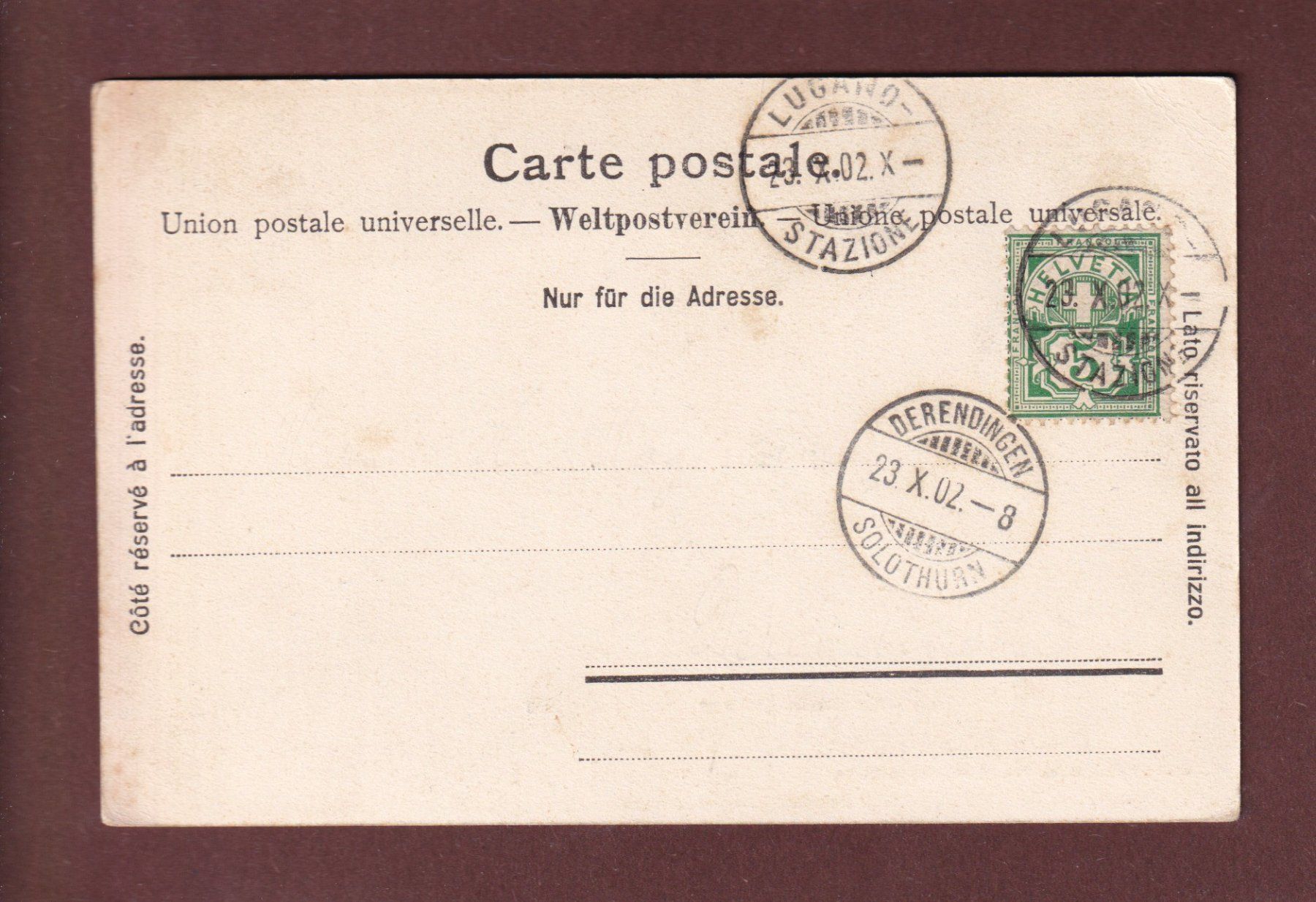 Cartes postales: LUGANO-PARADISO e Monte Boglia - 1902 – D'occasion à Pully par nicecards-shop 1
