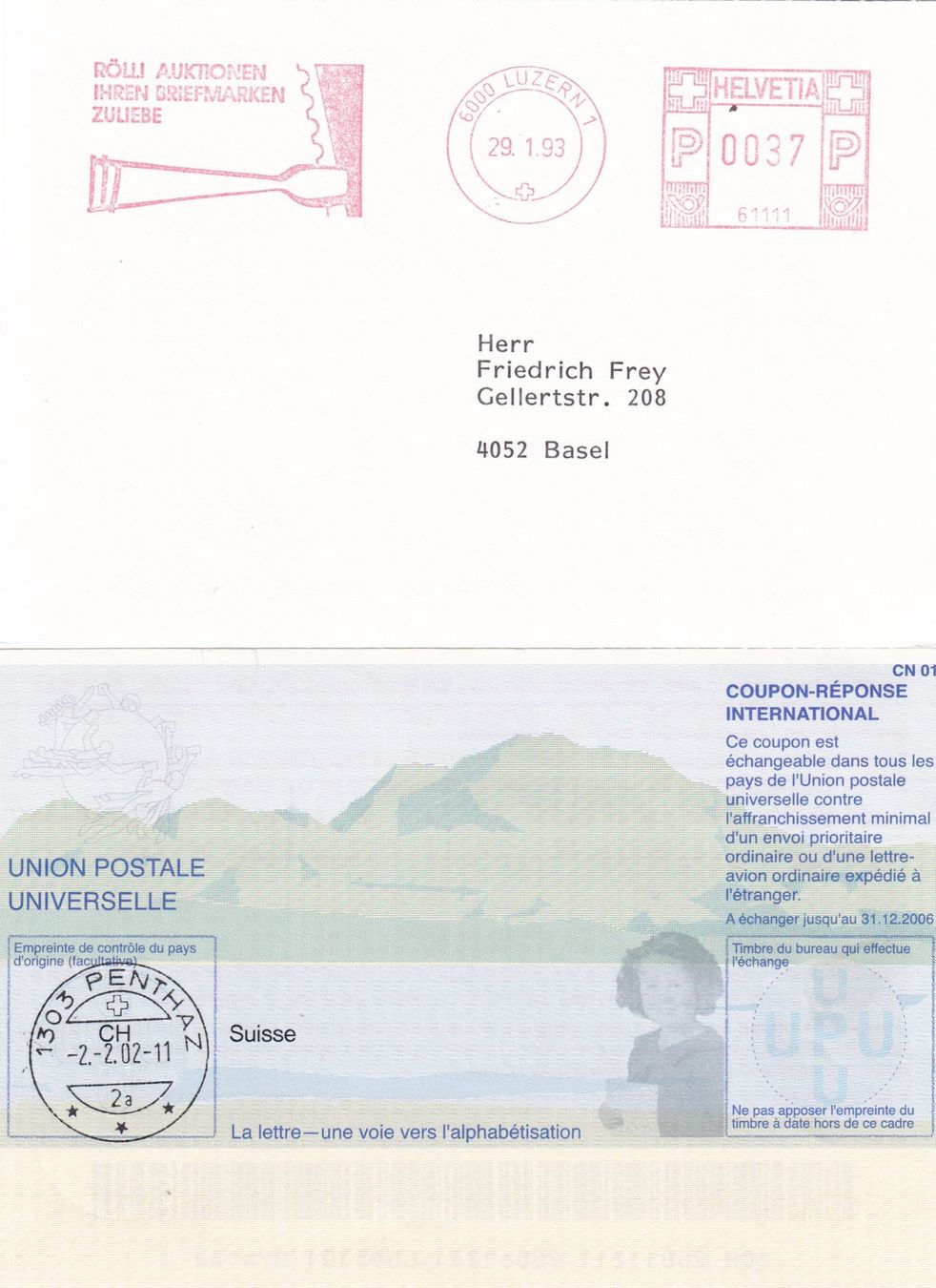 Alle Briefmarken: 6 Briefumschläge / Karten – Gebraucht aus Birsfelden von chr_yq2g 4