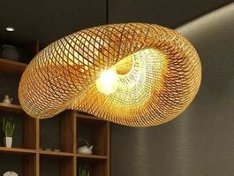 40cm Bambus Pendelleuchte Rattan Hängelampe Handarbeit