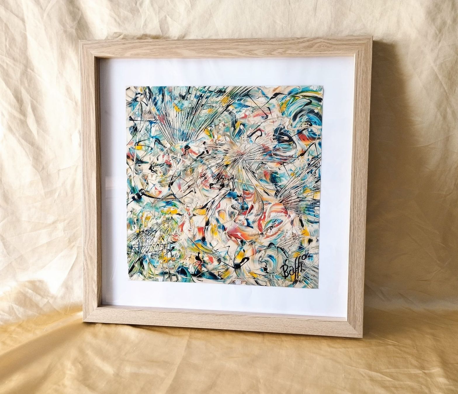 Gemälde: ✨ "BAFFI" Abstract Gem-Signed Original, 38×38 cm✨ – Gebraucht aus Dübendorf von ChromaticLibrary25