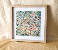✨ "BAFFI" Abstract Gem-Signed Original, 38×38 cm✨