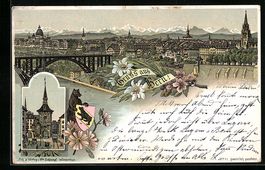 Litho Bern, Ortsansicht mit Uhrenturm