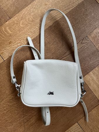 Kleine Tasche Braun Büffel, ecru, Leder