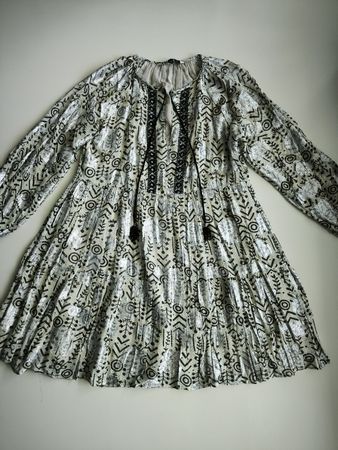Zara fließendes Viskosekleid mit Metallic-Details, Größe L