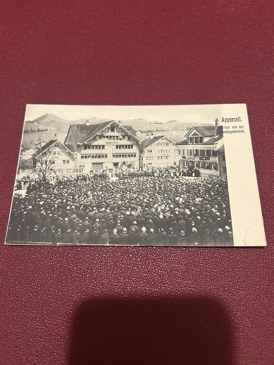 Ansichtskarten: Appenzell, Gruss von der Landsgemeinde – Gebraucht aus Breganzona von Milesbo