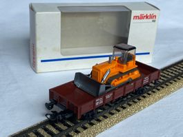 Märklin 4424 Niederbordwagen DB mit Planierraupe H0 OVP