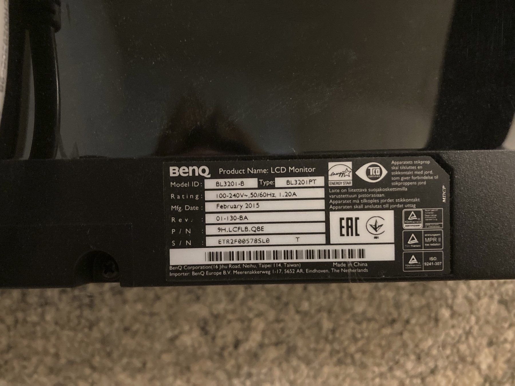 BenQ Monitore: BENQ 32" Monitor, Model ID BL3201-B, Type BL3201PT – Gebraucht aus Zürich von mkr_7b2b 2