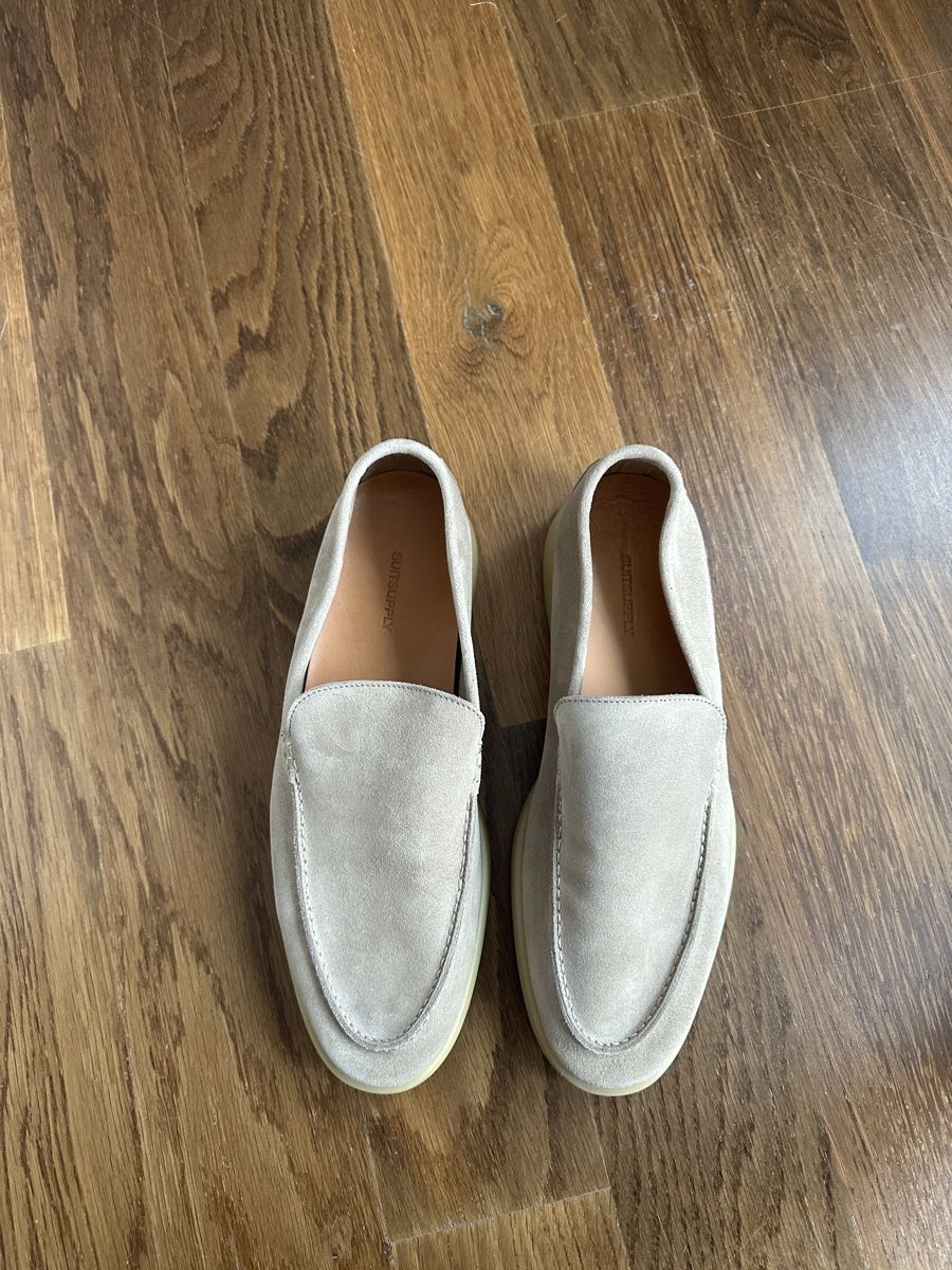 Scarpe da uomo: Suitsupply Slipper, hellgrau/sand Wildleder, Gr. 41 – Usato da Dübendorf venduto da Nico1234