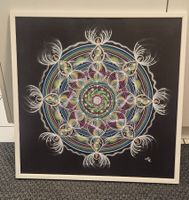 Gemälde Mandala gerahmt handgemalt Unikat guter Zustand