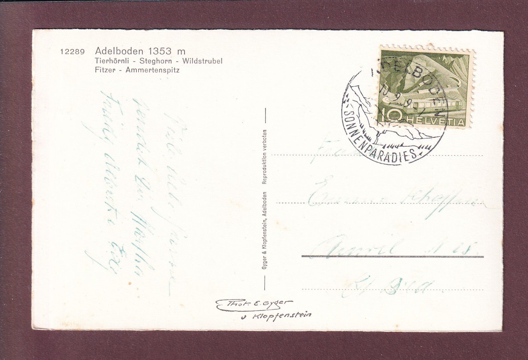 Cartoline postali: ADELBODEN - 1959 – Usato da Pully venduto da nicecards 1