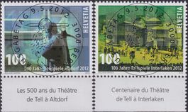 2012, Nr.1428+1429 "Tellspiele" mit ET-Voll-Stempel + TAB