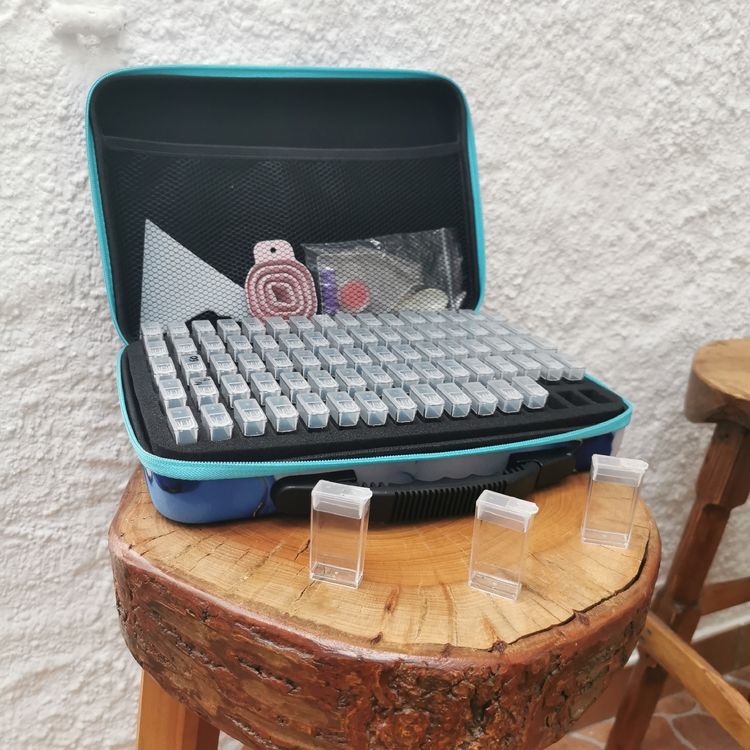 Scatola Organizer Per Diamond Painting - 60 Scomparti Con Etichette, Trasparente - Foto 3