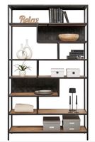 Bücherregal Metall/Massivholz schwarz