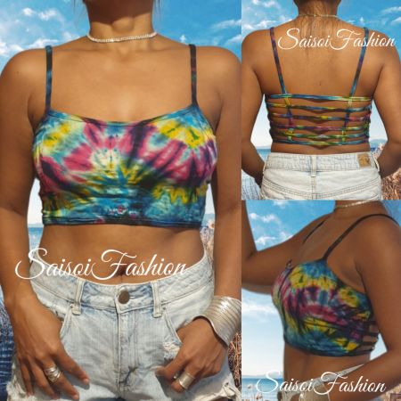 Sommer Batik Boho,Goa,Hippie,Yoga CropTank Festival Top XS-L